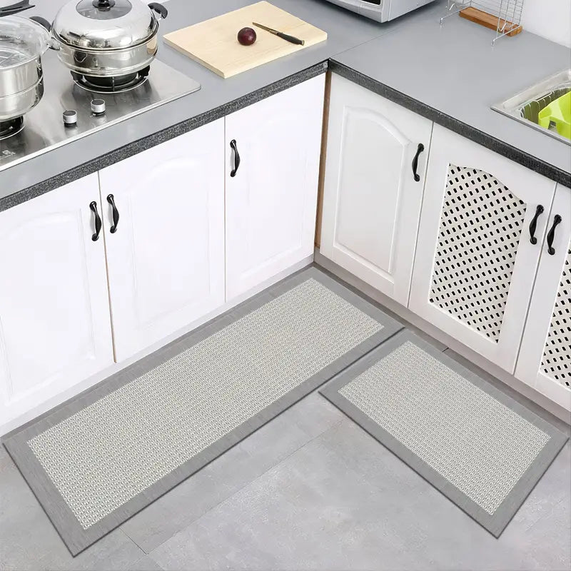 2-Piece Stylish Kitchen Mats Set: Anti-Slip & Water-Resistant